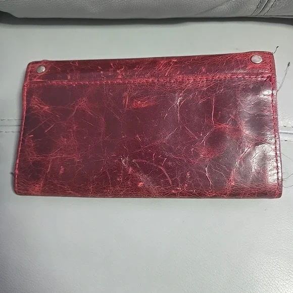 Patricia Nash Varesse Distressed Leather Studded Bifold Wallet Berry Red Tooled - Picture 6 of 9